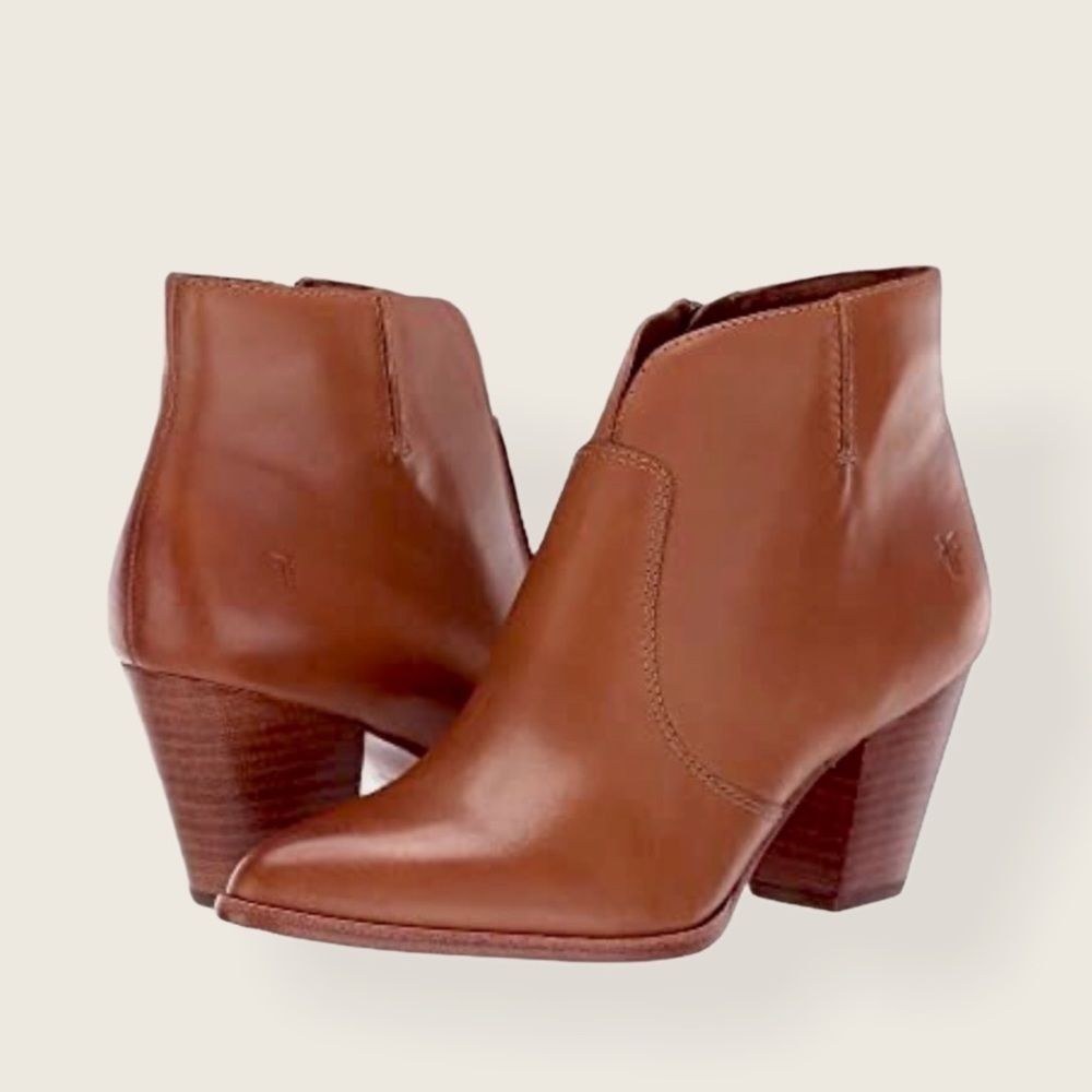$379 Frye Jennifer Tan Real Leather Pointed Almond Toe Fall/Winter Ankle Bootie